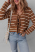 Striped Knit Tie Front V Neck Cardigan